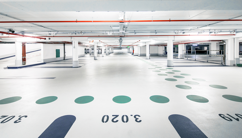 APCOA Köln Klapperhof Tiefgarage Innenansicht